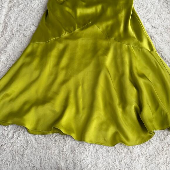 Adrianna Papell silk corset dress maxi gown long prom formal evening chartreuse - Picture 10 of 17